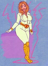 1girls big_breasts blonde_hair blue_eyes bodysuit cheesecakevalentine cleavage emma_frost female female_focus female_only huge_breasts marvel masochistmaverick massive_breasts pawg pose smiling_at_viewer thick_thighs wide_hips zipper