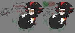 after_vore anthro belly big_belly blood bodily_fluids burping dialogue digestion digestion_noises duo female hi_res human male male/female mammal oogletvoidlet oral_vore same_size_vore sega shadow_the_hedgehog sonic_(series) sonic_the_hedgehog_(series) speech_bubble stomach_bulge vore