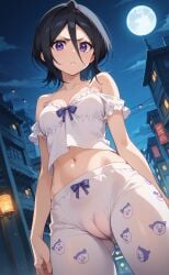 1girls ai_generated black_hair bleach bleach:_the_thousand-year_blood_war cameltoe cute kuchiki_rukia kuchiki_rukia pijama purple_eyes rengoart sexy sexy.ai short_hair