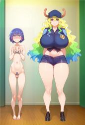 1boy 1girls ai_generated ashamed big_breasts big_breasts big_hips big_legs big_thighs black_shoes blonde_hair blue_hair blue_shorts blush blush blush_lines blushing_male blushing_profusely breasts breasts breasts_bigger_than_head chastity chastity_cage chastity_device clothed clothed_female clothed_female_nude_male cop curvaceous curvaceous_body curvaceous_female curvaceous_figure curvaceous_hips curvaceous_thighs curvy curvy_body curvy_female curvy_figure curvy_hips curvy_thighs dominant dominant_female domination dragon_girl dragon_horns enormous_breasts enormous_hips enormous_thighs enormous_tits femdom front_view giant_breasts giant_hips giant_thighs giant_tits green_hair handcuffed handcuffs hips huge_breasts huge_breasts huge_hips huge_legs huge_thighs humiliated humiliating humiliation humiliation_fetish kobayashi-san_chi_no_maidragon legs long_hair lucoa lucoa_(maidragon) magatsuchi_shouta minishorts naked naked_male nervous nervous_expression nervous_male nude nude_male nude_male_clothed_female older_female older_woman_and_younger_boy perfect_body perfect_legs police police_badge police_hat police_officer police_uniform policewoman purple_eyes purple_hair quetzalcoatl_(dragon_maid) shoes short_hair shorter_male shorts shy shy_expression skinny skinny_boy skinny_male slim slim_body slim_male smile smiling smiling_at_viewer standing submissive submissive_male taller_female thick thick_body thick_breasts thick_hips thick_legs thick_thighs thick_tits thighs thin thin_arms thin_body three_tone_hair tits_bigger_than_head unbuttoned unbuttoned_shorts weak_male yellow_hair younger_male