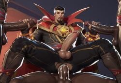 4boys ai_generated anal_sex bara blacked_male clothed clothed_sex cum_in_ass cum_inside doctor_strange doctor_strange_(marvel_rivals) doctor_strange_(series) double_handjob foursome gangbang gay handjob male_only marvel marvel_rivals masturbation mature_male mmmm_foursome ripped_pants stephen_strange superherosuckerrr