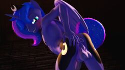 3d_(artwork) absurd_res alicorn anthro anus ass balls blue_body blue_eyes blue_hair blue_tail crown cutie_mark digital_media_(artwork) equid equine friendship_is_magic ftm_crossgender genitals hair hasbro headgear hi_res horn male mammal medial_ring my_little_pony mythological_creature mythological_equine mythology nude penis presenting presenting_anus presenting_hindquarters princess_luna_(mlp) puffy_anus rule_63 solo tail tiara tiara_only unie wings