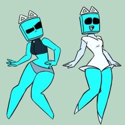 afrothunder678 blue_body female jsab just_shapes_and_beats panties revealing_clothes sad_cube small_breasts smile thick_thighs