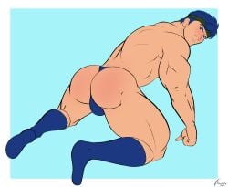 all_fours ass ass_focus barodityarts fire_emblem fire_emblem:_path_of_radiance fire_emblem:_radiant_dawn ike_(fire_emblem) male male_only solo_male thong underwear