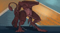 anthro bodily_fluids claws crab_claw digital_drawing_(artwork) digital_media_(artwork) digital_painting_(artwork) drooling eyeless female gummi_art hi_res living_machine machine mecha paws saliva solo tail tail_mouth toe_claws unusual_anatomy unusual_tail wide_hips widescreen