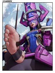 1b 1boy 1boy1girl 1girl1boy 1girls anonymous_male clothed feet feet_up female fetish foot_fetish foot_focus freakxnsfw galacta galacta_(marvel_rivals) giant giant_female giantess marvel marvel_comics marvel_rivals soles soles_female soles_fetish stepped stepped_on tagme