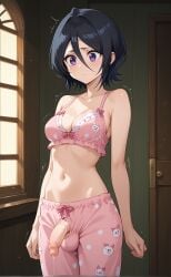 1girls ai_generated black_hair bleach bleach:_the_thousand-year_blood_war cute futa_only futanari kuchiki_rukia kuchiki_rukia purple_eyes rengoart sexy sexy.ai short_hair