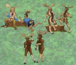 amethyst_beetle antlers breasts deer female futanari futanari_transformation gender_transformation hi_res hooves horn human human_to_anthro intersex male male_to_futa mammal mid_transformation moose mti_transformation new_world_deer species_transformation transformation