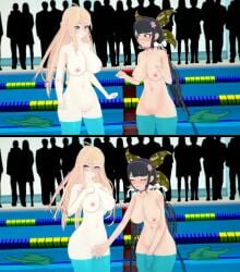 3d blush breasts chabashira_tenko covering danganronpa iruma_miu koikatsu pool pussy ultimateenf