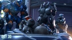 3d female_sangheili female_spartan_(halo) futanari halo_(series) hunter_(halo) hyper_balls hyper_breasts hyper_penis no_nut_november runn1non sangheili spartan_(halo)