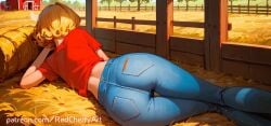 1girls ai_generated blonde_hair farm wide_hips