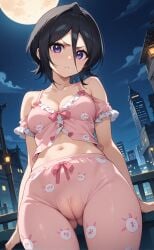 1girls ai_generated black_hair bleach bleach:_the_thousand-year_blood_war cameltoe cute kuchiki_rukia kuchiki_rukia pijama purple_eyes rengoart sexy sexy.ai short_hair