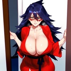 ai_generated boku_no_hero_academia breasts cleavage female huge_breasts large_breasts midnight_(my_hero_academia)