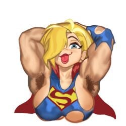 1girls 2024 armpit_hair armpits arms_up big_breasts blonde_hair blue_eyes breasts dc dc_comics dc_super_hero_girls female female_only hairy_armpits idlecum kara_danvers kara_zor-el kryptonian looking_at_viewer mousepad mousepad_design ripped_clothing supergirl