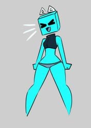 afrothunder678 blue_body closed_eyes female jsab just_shapes_and_beats open_smile panties revealing_clothes sad_cube small_breasts smile solo thick_thighs thin_waist