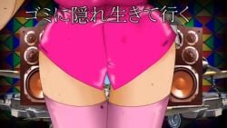 10_seconds 1girls 2011 ass_visible_through_thighs blue_background blue_panties breasts bunker_buster_(vocaloid) buttoned_shirt car close_up ell182a_(masa_works_design) green_background gumi japanese_text large_breasts lyrics masa_works_design multicolored_background mv_character panties pantyshot pantyshot_(standing) pink_shirt pink_thighhighs red_background shirt solo solo_focus speakers text thighhighs underwear unseen_female_face vehicle video vocaloid yellow_background