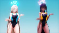 2girls 3d animated blue_archive dancing dark-skinned_female tagme video video