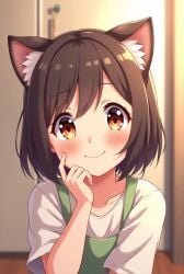 brown_eyes cat_ears neko short_hair small_breasts