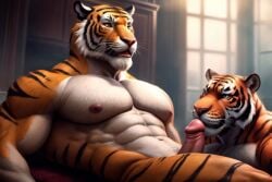 3d ai_generated back erect furry gay kneeling lying male-male muscular naked stripes yaoi