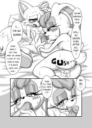 apologizing big_breasts blowjob blush comic lipstick michiyoshi sex sonic_(series) tails vanilla_the_rabbit