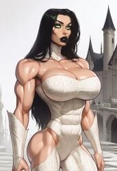 1girls ai_generated big_breasts black_hair jokerofhearts muscular muscular_female solo