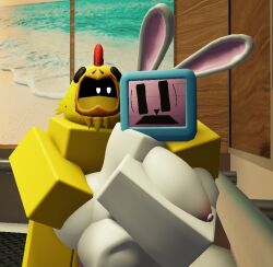 1boy1girl 3d blocky_body breasts breasts_out bunny_girl elevator male/female melanie_(regretevator) noncon nonconsensual null_(regretevator) object_head rape regretevator roblox roblox_game robloxian srnubo white_body yellow_body