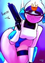 1futa big_ass bulge dialogue futanari light-skinned_futa light_skin medium_breasts mighty_switch_force parkdale patricia_wagon police police_uniform small_bulge small_penis small_penis_futa tagme thin_waist wide_hips