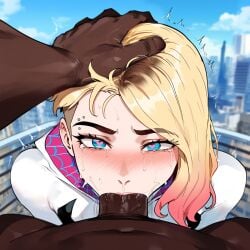 1girls ai_generated blonde_hair bodysuit creamy_ai female female_focus gwen_stacy gwen_stacy_(spider-verse) marvel marvel_cinematic_universe marvel_comics short_hair spider-man:_across_the_spider-verse spider-man:_into_the_spider-verse spider-man_(series) tagme thick_thighs