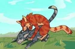 all_fours ambiguous_gender anal anthro doggy_style domestic_cat duo felid feline felis feral flametail_(warriors) from_behind_position furry hi_res jayfeather_(warriors) male male/male mammal mounting sex warriorcunt warriors_(cats)