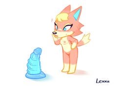 2020 animal_crossing animal_crossing_new_horizons audie_(animal_crossing) breasts dildo lexxuu nintendo nipples orange_fur pussy self_upload