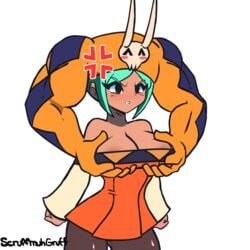 1girls :t angry animated bent_wrist big_breasts bouncing_breasts breast_grab breast_squeeze breasts cerebella cleavage cute female female_only groping large_breasts pout scruffmuhgruff skullgirls vice-versa wholesome