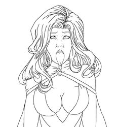 ahe_gao dc line_art megan_morse miss_martian monochrome open_mouth superheroine thewink tongue tongue_out