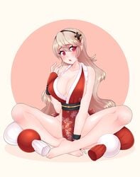 artist_name barefoot breasts cleavage corrin_(fire_emblem) corrin_(fire_emblem)_(female) cosplay crossover embarrassed feet female fire_emblem fire_emblem_fates hairband high_resolution kimo-chi king_of_fighters large_breasts long_hair looking_at_viewer mai_shiranui_(cosplay) nintendo no_bra no_panties no_underwear revealing_clothes snk solo very_high_resolution