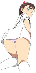 accio brown_hair dress from_behind green_eyes hebihara_emiko human original panties pantyshot pink_panties ponytail solo underwear upskirt