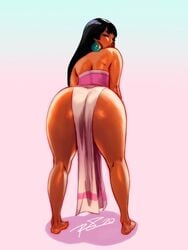 1girls ass big_ass chel dark-skinned_female dark_skin dat_ass female female_only huge_ass looking_at_viewer looking_back negarobo solo solo_female the_road_to_el_dorado