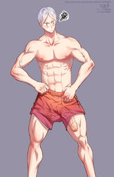 1boy abs flaccid haiba_lev haikyuu!! kaworu male male_only muscular penis penis_through_leghole shorts solo solo_male