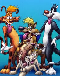 anthro bazil_racoondog bazilracoondog bonkers bonkers_d._bobcat bracoondog disney disney_channel erection feline gay hyper_penis looney_tunes male male/male male_only penis rocko rocko's_modern_life sylvester ten-kun wallaby warner_brothers yaoi