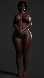 3d 3d_(artwork) amputee ass big_ass big_breasts bioshock bioshock_infinite black_hair black_skin blue_eyes breasts choker cum cum_in_mouth cum_on_breasts curvy dark-skinned_female dark_hair dark_skin elizabeth_comstock female looking_at_viewer pussy thick_thighs thimble thorn3d thorn3dx