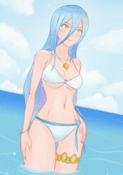 azura_(fire_emblem) bikini blue_hair fire_emblem fire_emblem_fates smgold swimsuit yellow_eyes