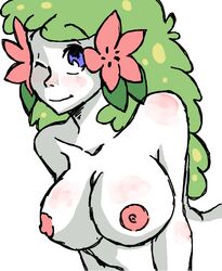 anthro big_breasts breasts color female female_only fur furry nipples nude pokémon_(species) pokemon pokemon_(species) shaymin shaymin_(land_form) sketch solo tagme wink