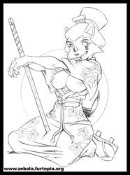 bare_chest big_breasts cute fangs female fox fox_girl furry kimono kitsune_(usagi_yojimbo) linno nipples tagme usagi_yojimbo zebala