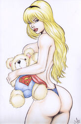 ass blonde_hair blue_eyes dc fabio female long_hair looking_at_viewer supergirl tagme thong