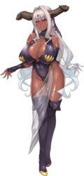 1girls breasts cleavage dark-skinned_female dark_elf dark_skin elf female female_only full_body game_cg high_resolution horns huge_breasts large_breasts legs lips long_hair mole mole_under_mouth orcsoft phrygia_ornstein pointed_ears sian smile solo solo_female thighs transparent_background