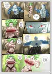 1girls alien aura biceps blackmail breasts clothed clothing comic dialog dragon_ball dragon_ball_super earrings female frost_(dragon_ball) fusion greed_for_gold_(msg) green_eyes green_hair huge_ass huge_breasts huge_cock jean_shorts kefla legendary_super_saiyan legs light-skinned_female light_skin lipstick long_penis magnificentsexygals monster muscular muscular_female muscular_male muscular_thighs page_2 potara_earrings red_lipstick saiyan short_hair short_shorts shorts shoulders speech_bubbles spiky_hair super_saiyan super_saiyan_2