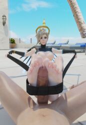 1boy 1girls 3d barefoot blizzard_entertainment faceless_male feet female foot_fetish foot_focus foot_fuck footbang footjob large_penis male mercy naughty_face overwatch penis pov pov_feet propor_(artist) rubbing_penis smile solejob soles tied tied_feet tied_penis toes