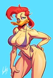 1girls anthro bikini disney female female_only fontez mallory_mcmallard mighty_ducks solo