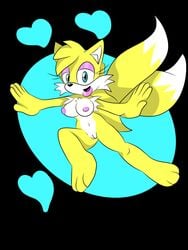 3:4 anthro breasts canid canine female fleetway64 fox fur genitals hi_res mammal nipples nude open_mouth pussy rule_63 sega simple_background solo sonic_(series) tails tailsko video_games