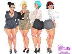 2d 4girls android_18 angry artist_name ass ass_to_ass asses_touching big_ass big_breasts black_hair blonde_hair blue_hair breasts bulma_briefs busty chichi clothed clothed_female color dragon_ball dragon_ball_super dragon_ball_z ear_piercing earrings female female_only full_color giant_breasts glasses hair_bun high_heels hoop_earrings huge_ass huge_breasts light-skinned_female light_skin mature mature_female milf multiple_girls non-nude office_clothing office_lady open_toe_heels open_toe_shoes painted_nails platform_footwear platform_heels repv short_hair thick_thighs variant_set videl voluptuous voluptuous_female white_background wide_hips