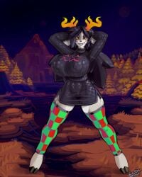 anthro antlers bluesky_link boobs_focus breasts cosplay costume crossover deer deer_ears deer_girl deer_tail deltarune digital_media_(artwork) female female_only furry furry_female homestuck long_hair noelle_holiday snao snout suggestive suggestive_look troll_(homestuck) undertale_(series)