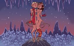 au_(artist) boli-blog breasts demon demon_girl female hell male multiple_boys multiple_girls posing snowing